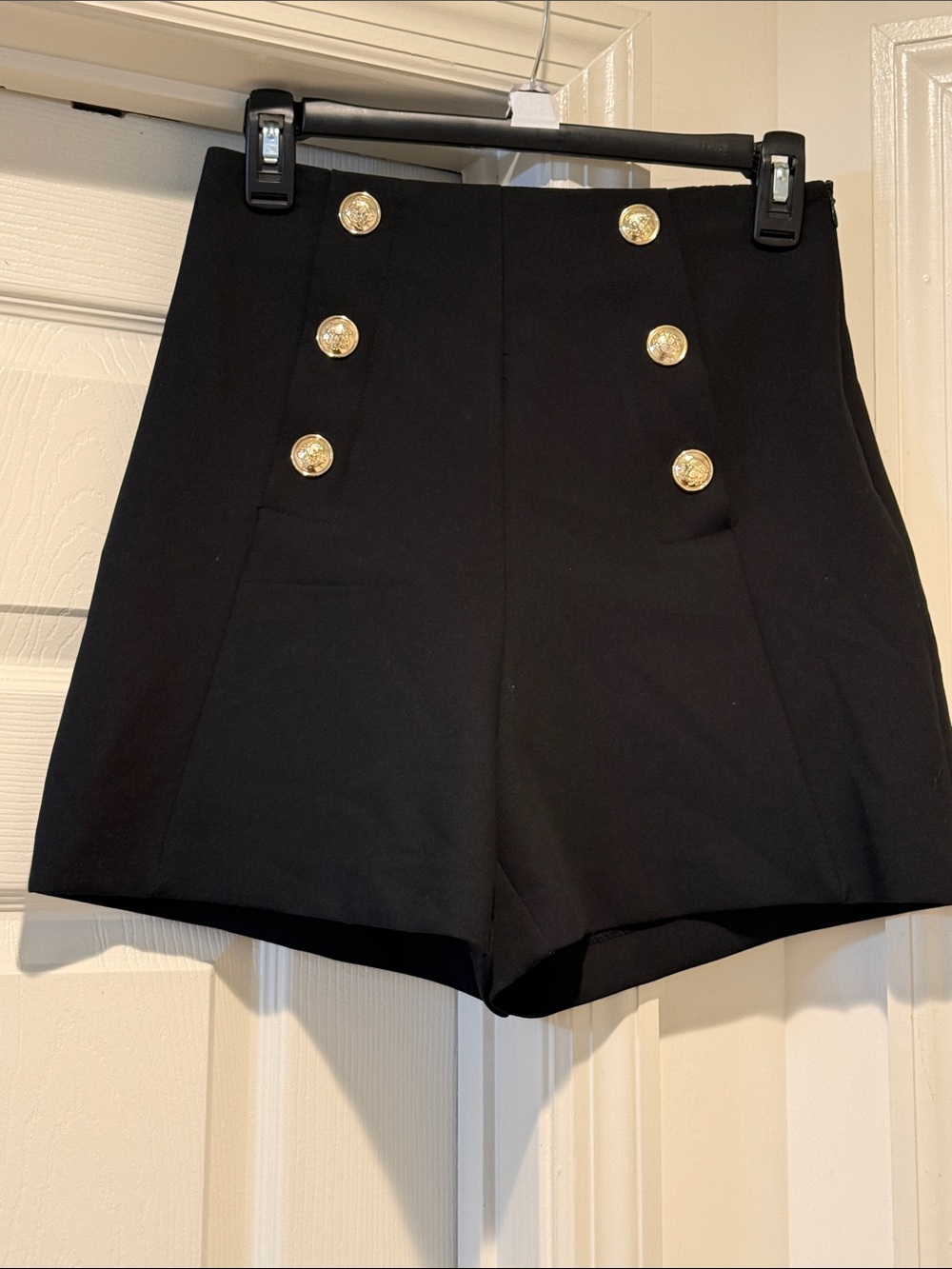 NWT Zara Black High-Waist Sailor Gold Button Hottie SHORTS Nautical Fun Summer S - Picture 8 of 16